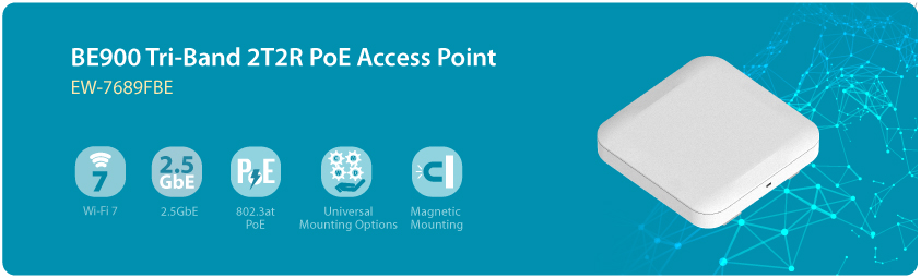 EW-7689FBE BE9500 WiFi 7 Tri-Band 2T2R PoE Access Point