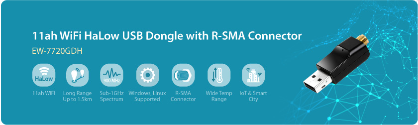 Acelink EW-7720GDH 11ah WiFi Halow USB Dongle with R-SMA Connector