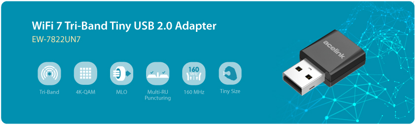 EW-7822UN7 WiFi 7 Tri-Band Tiny USB 2.0 Adapter